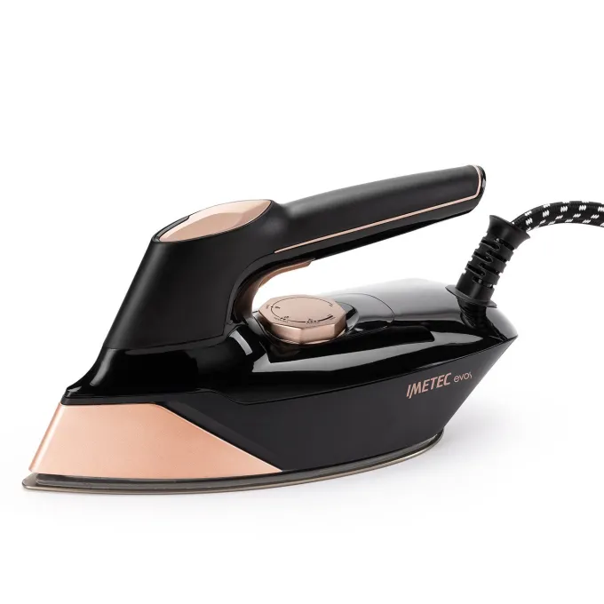 Imetec Evos, Ferro da Stiro con Caldaia, Tecnologia Flash Steam con Vapore Potenziato, Pressione fino a 7 bar, Piastra Infinity Glide Alta Scorrevolezza,