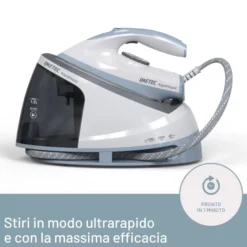 Imetec Rapidvapor Ferro da Stiro Generatore di Vapore, Piastra Fluid Ceramic a Rapido Riscaldamento, Leggero, Sistema di Pulizia Calc Clean