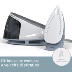 Imetec Rapidvapor Ferro da Stiro Generatore di Vapore, Piastra Fluid Ceramic a Rapido Riscaldamento, Leggero, Sistema di Pulizia Calc Clean