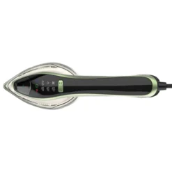 Imetec Steam Easy, ferro da stiro portatile verticale, stira in verticale e orizzontale, piastra ceramica, tripla regolazione di vapore e temperatura, display digitale, pronto in 30, 1200 Watt
