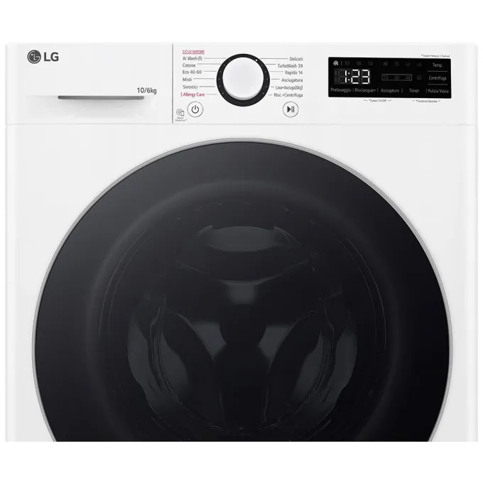 LG D4R5010TSWS Lavasciuga 10/6kg AI DD, Serie R5 Classe D, 1400 giri, Bianca