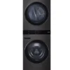 LG WashTower Colonna Bucato 17/16 Kg AI DD | Classe E/D | Pannello unificato, TurboWash360,Pompa di calore Nera