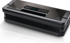 MACOM, Macchina Sottovuoto Professionale - Doppia Pompa di Aspirazione, 2 Barre Saldanti e Portarotolo Integrato, Struttura in Acciaio Brunito con Display LCD - Forever Fresh VAC8090