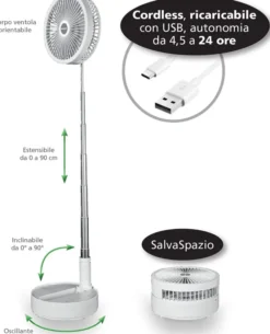 Macom Ventilatore Cordless da Terra Enjoy & Relax 991 Bianco
