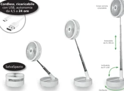 Macom Ventilatore Cordless da Terra Enjoy & Relax 991 Bianco