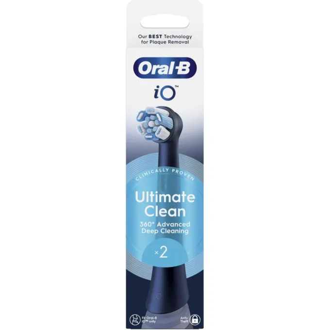 ORAL-B - OB PW REFILL ULTIMATE CLEAN BLACK X2CT, Testine Rotonde Originali, per Gengive Sensibili, 2 Testine - Nero