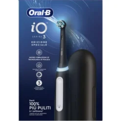 Oral-B Spazzolino Elettrico Ricaricabile iO 3 Nero, 1 Testina Di Ricambio, 1 Custodia Da Viaggio