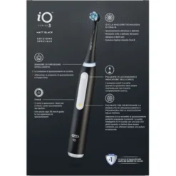 Oral-B Spazzolino Elettrico Ricaricabile iO 3 Nero, 1 Testina Di Ricambio, 1 Custodia Da Viaggio