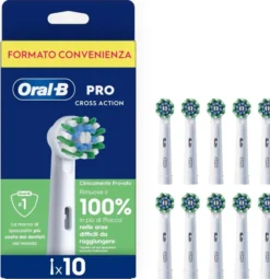 Oral-B Testina Di Ricambio PRO Cross Action Bianca, Confezione Da 10 Testine