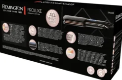 Remington Piastra Capelli Proluxe Midnight Wide Plate, Piastre in ceramica Ultimate Glide, 9 impostazioni di Temp. 150-230°C,Tecnologia intelligente OPTIheat, S9150B