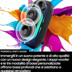 Samsung Sound Tower MX-ST50F/ZF, Audio 240W, Suono Bidirezionale, 18 Ore di Autonomia, Resistente all'Acqua (IPX4), Party Lights +, Ingresso USB, Multiconnessione Bluetooth, 2025