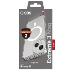 SBS - Cover Extreme 3 Mag TEEXMAGIP1561T per iPhone 15 - Trasparente