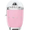 Smeg, Spremiagrumi Elettrico CJF11PKEU, Spremitura a Pressione Manuale, Beccuccio Antigoccia e Cono Universale, Base Antiscivolo, Avvolgicavo Integrato, 70W, Rosa
