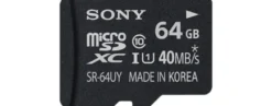 Sony SR64UYA Scheda Micro SD HC, UHS-I, Classe 10, 64 GB, con Adattatore, Nero