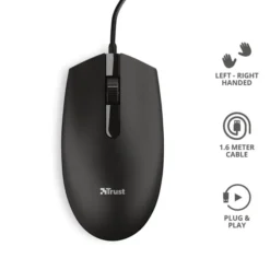 TRUST - BASI WIRED MOUSE Curvo ergonomico - Black