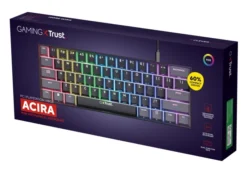 TRUST - GXT867 ACIRA 60% Tastiera da Gaming, tasti Fn multifunzionali, RGB, Connessione USB, 16,8 milioni di colori,