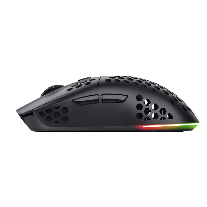 TRUST - Mouse Gaming Nido d'ape multicolore GXT929 HELOX WIRELESS LIGHTWEIGHT, 6 pulsanti, 75 grammi, Batteria ricaricabile - Nero