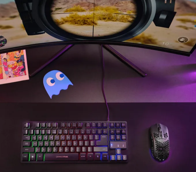 TRUST - Mouse Gaming Nido d'ape multicolore GXT929 HELOX WIRELESS LIGHTWEIGHT, 6 pulsanti, 75 grammi, Batteria ricaricabile - Nero