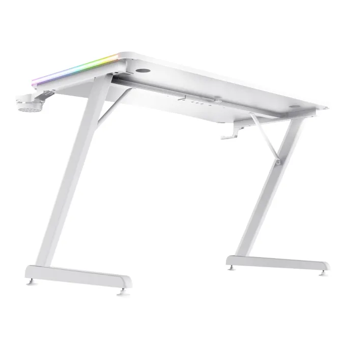 TRUST - Scrivania gaming illuminata a LED GXT709W, Luminus RGB, 120x60x76 cm, legno certificato FSC®