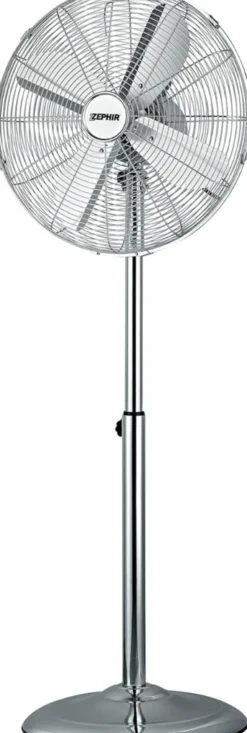 ZEPHIR - F40CR Ventilatore a Piantana 40 cm, 50 Watt, 4 pale, 3 velocità, Oscillante - Acciaio