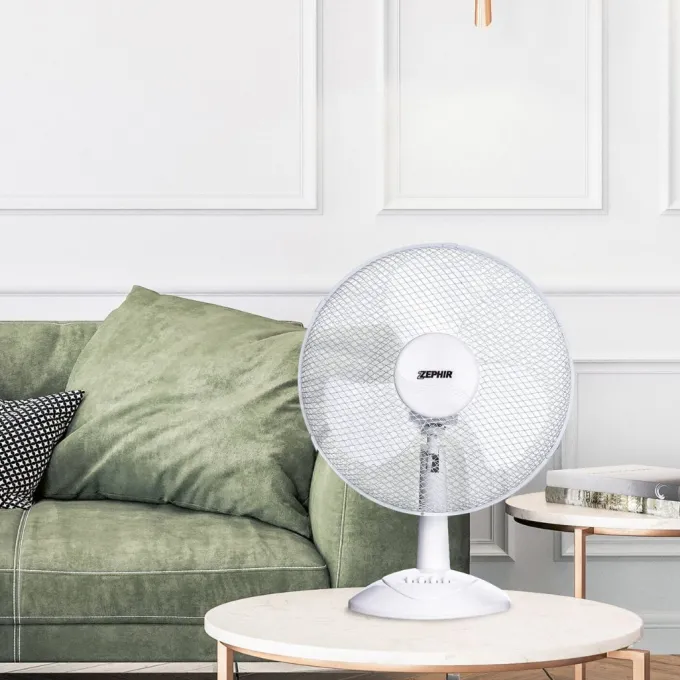 ZEPHIR - PBI40 Ventilatore a Piantana 45 Watt, 3 pale, 3 Velocità, 125 cm, Angolo di ventilazione regolabile - Bianco