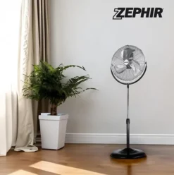 ZEPHIR - PF50CR Ventilatore piantana da terra, 120 Watt, 3 pale, 3 velocità, 150 cm, diametro 50 cm - Metallo