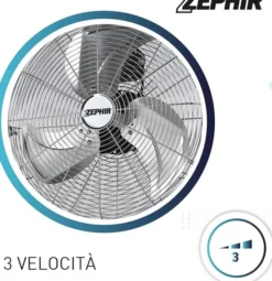 ZEPHIR - PF50CR Ventilatore piantana da terra, 120 Watt, 3 pale, 3 velocità, 150 cm, diametro 50 cm - Metallo